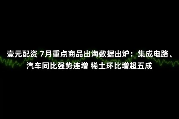 壹元配资 7月重点商品出海数据出炉：集成电路、汽车同比强势连增 稀土环比增超五成